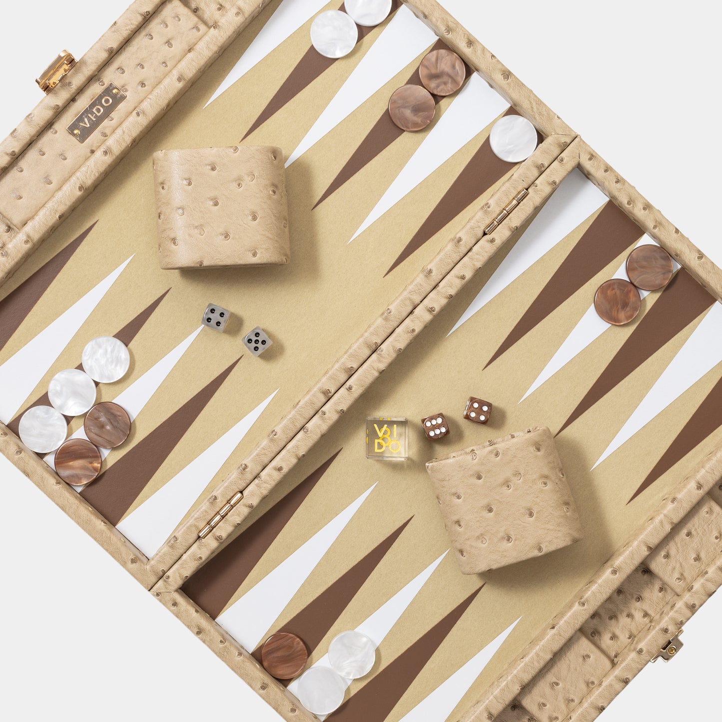 Beige Ostrich Medium Backgammon