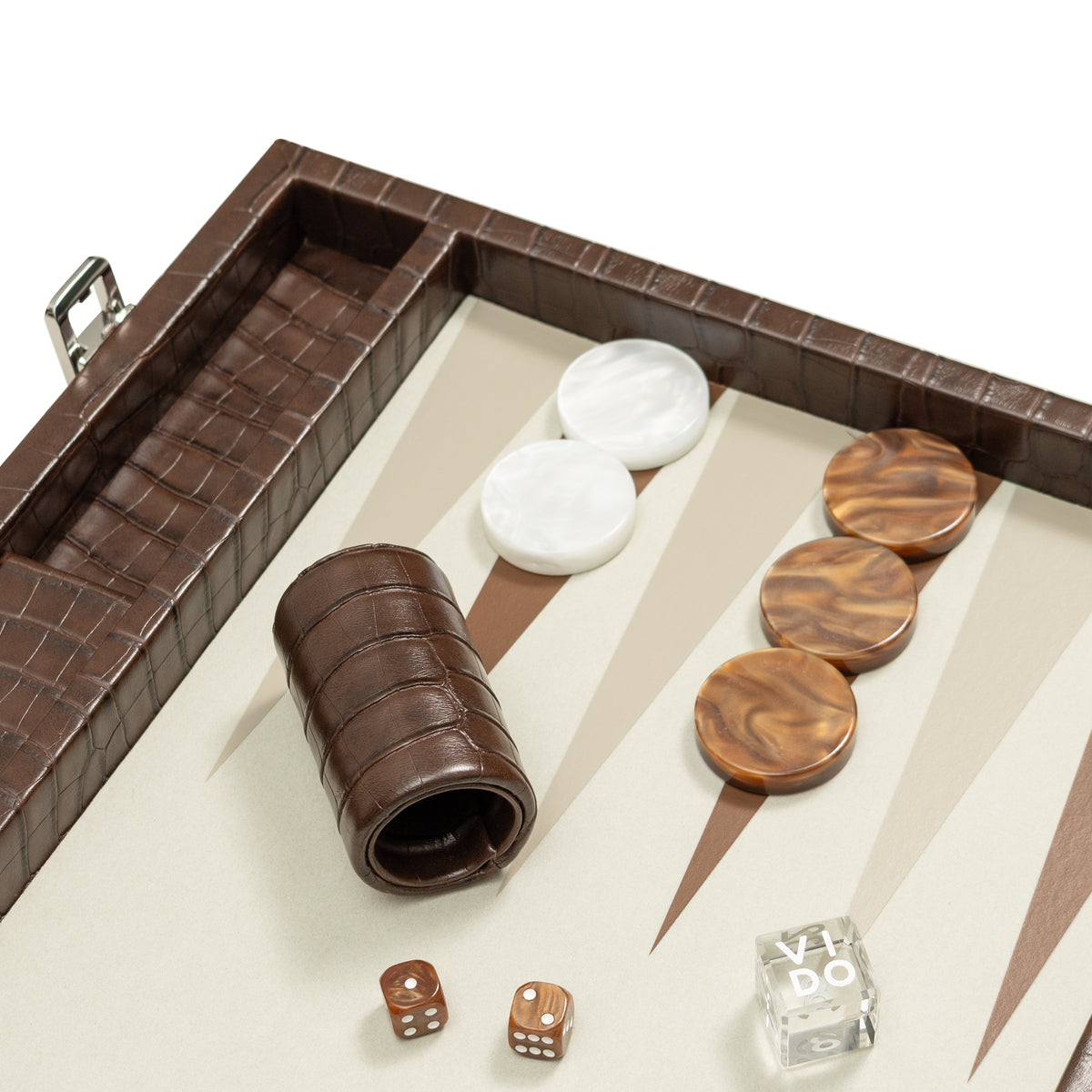 Dark Brown Crocodile Large Backgammon