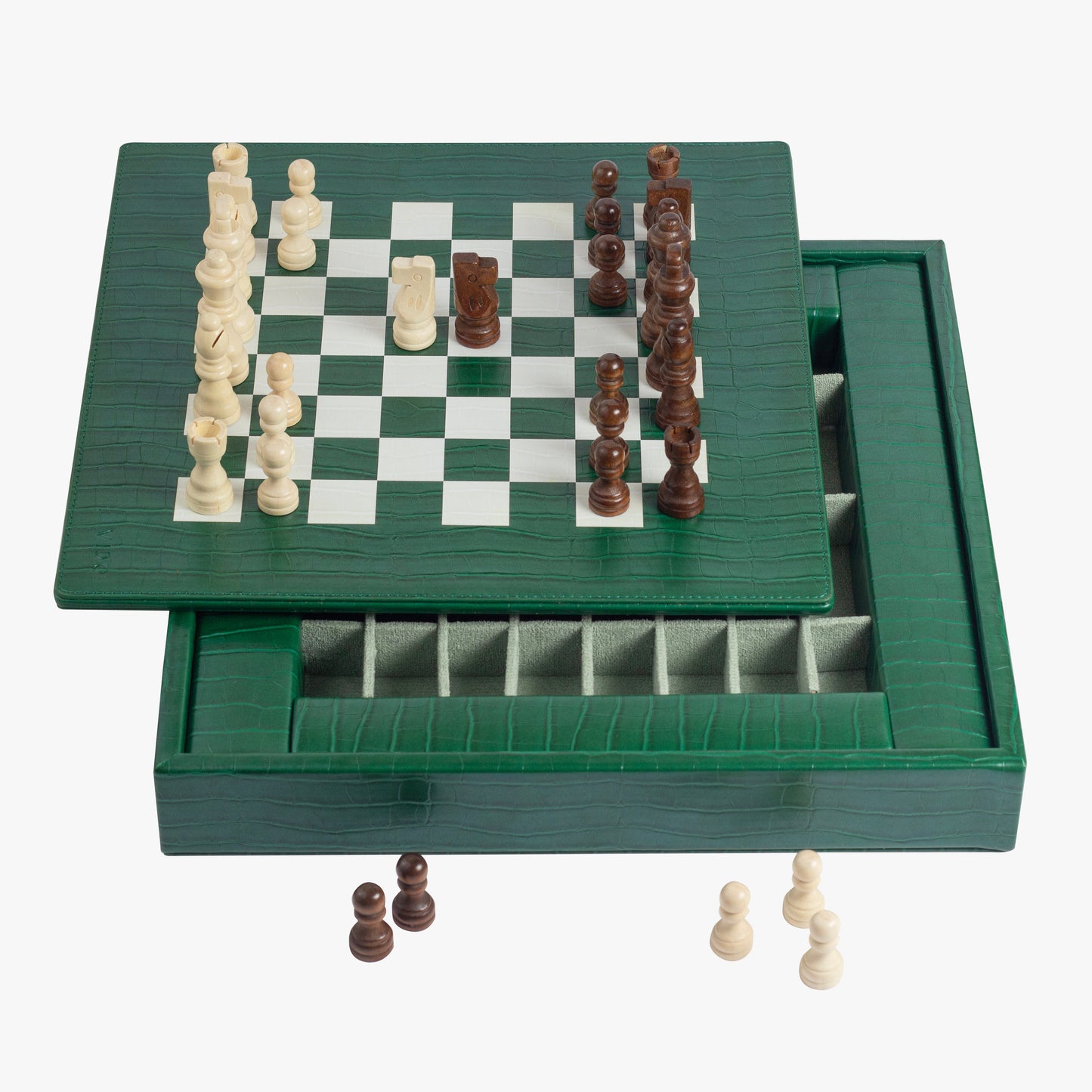 Forest Green Alligator Chess Set