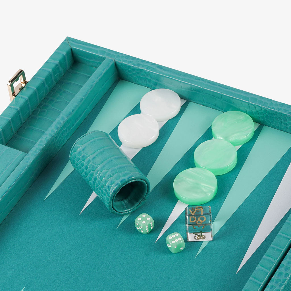 Teal Alligator Large Backgammon