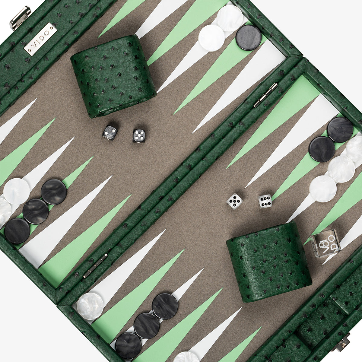 Forest Green Ostrich Medium Backgammon