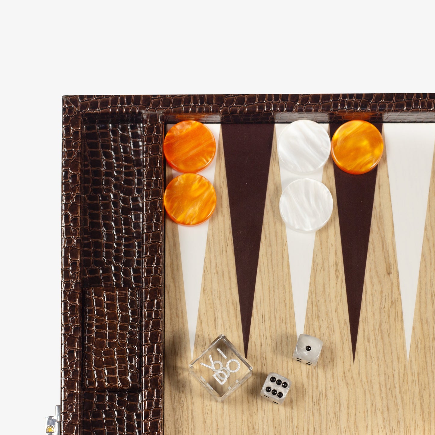 Dark Brown Alligator Wooden Backgammon