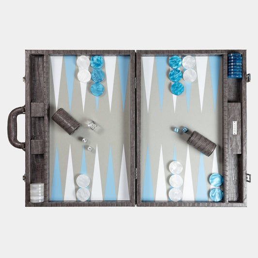 Anthracite Grey Alligator Large Backgammon