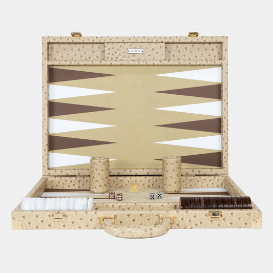 Beige Ostrich Large Backgammon