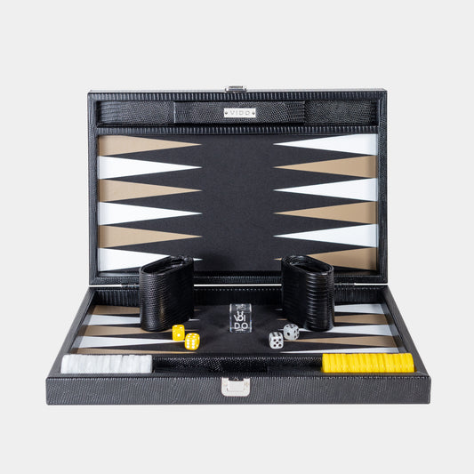 Jet Black Lizard Medium Backgammon