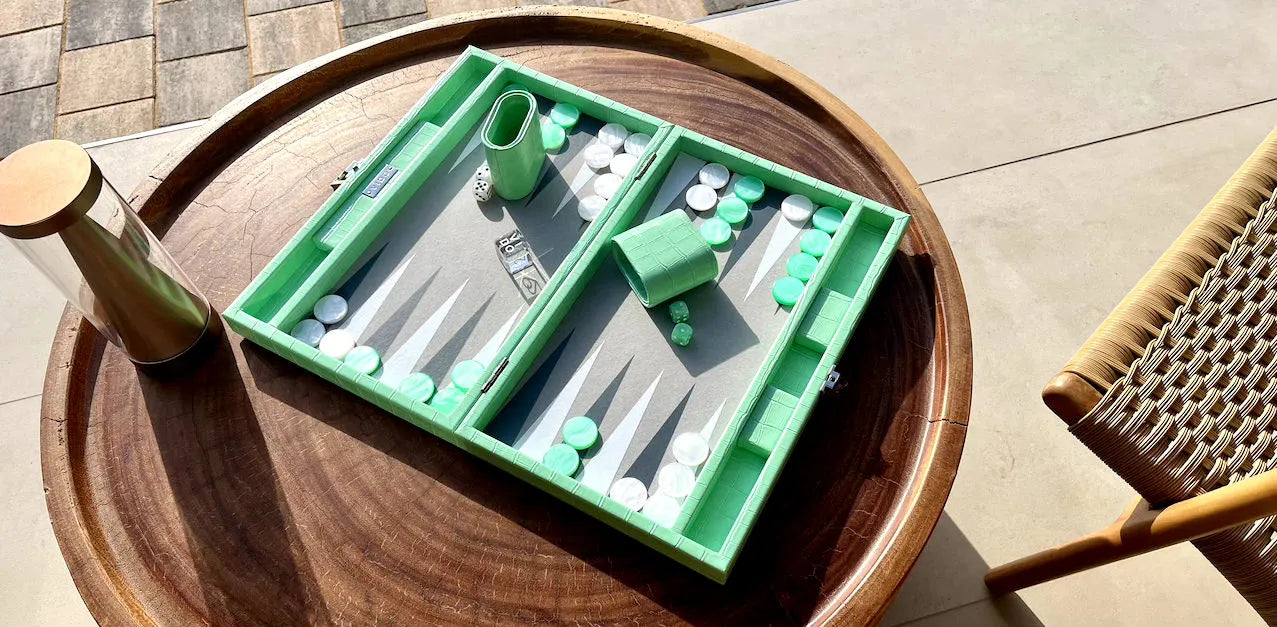 Backgammon Travel Set Mint Green Design