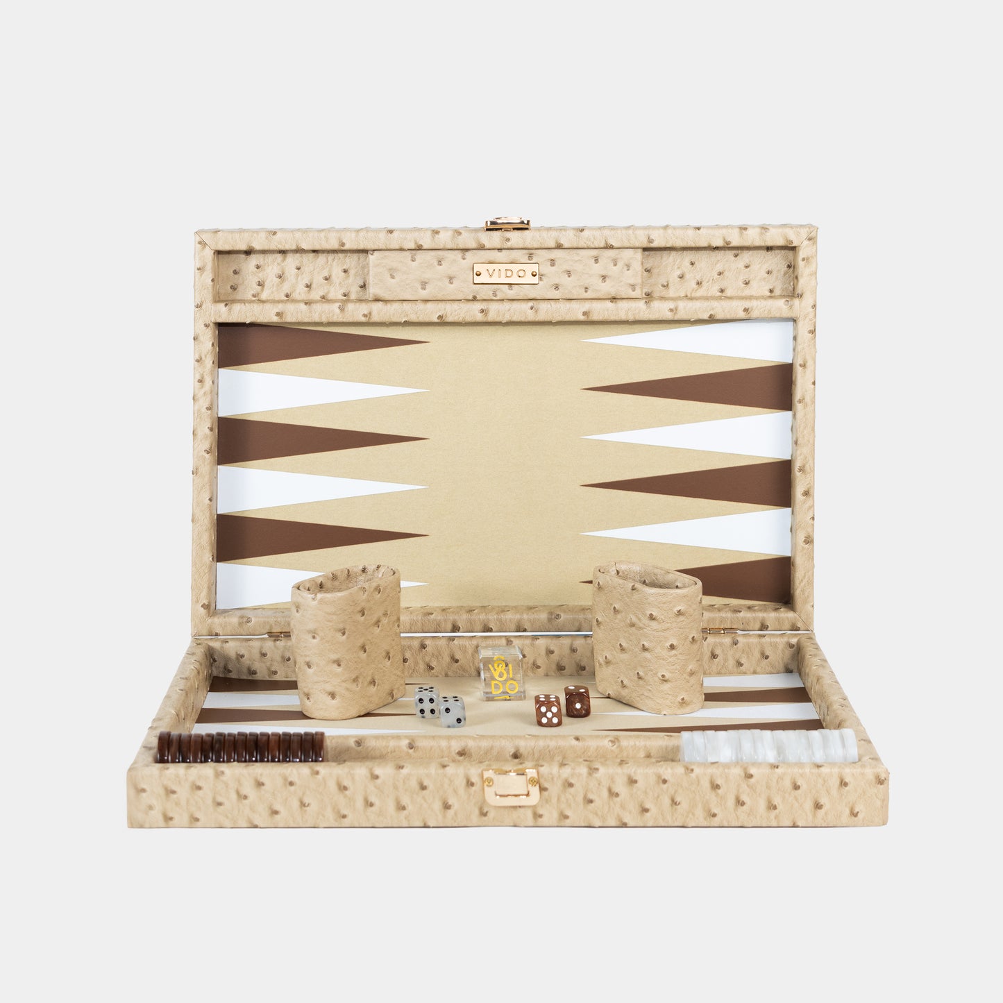 Beige Ostrich Medium Backgammon