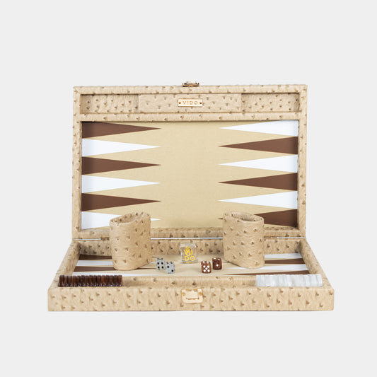 Beige Ostrich Medium Backgammon