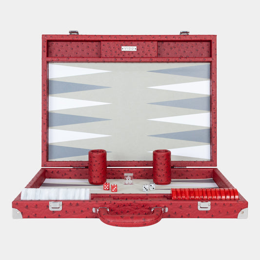 Carmine Ostrich Large Backgammon