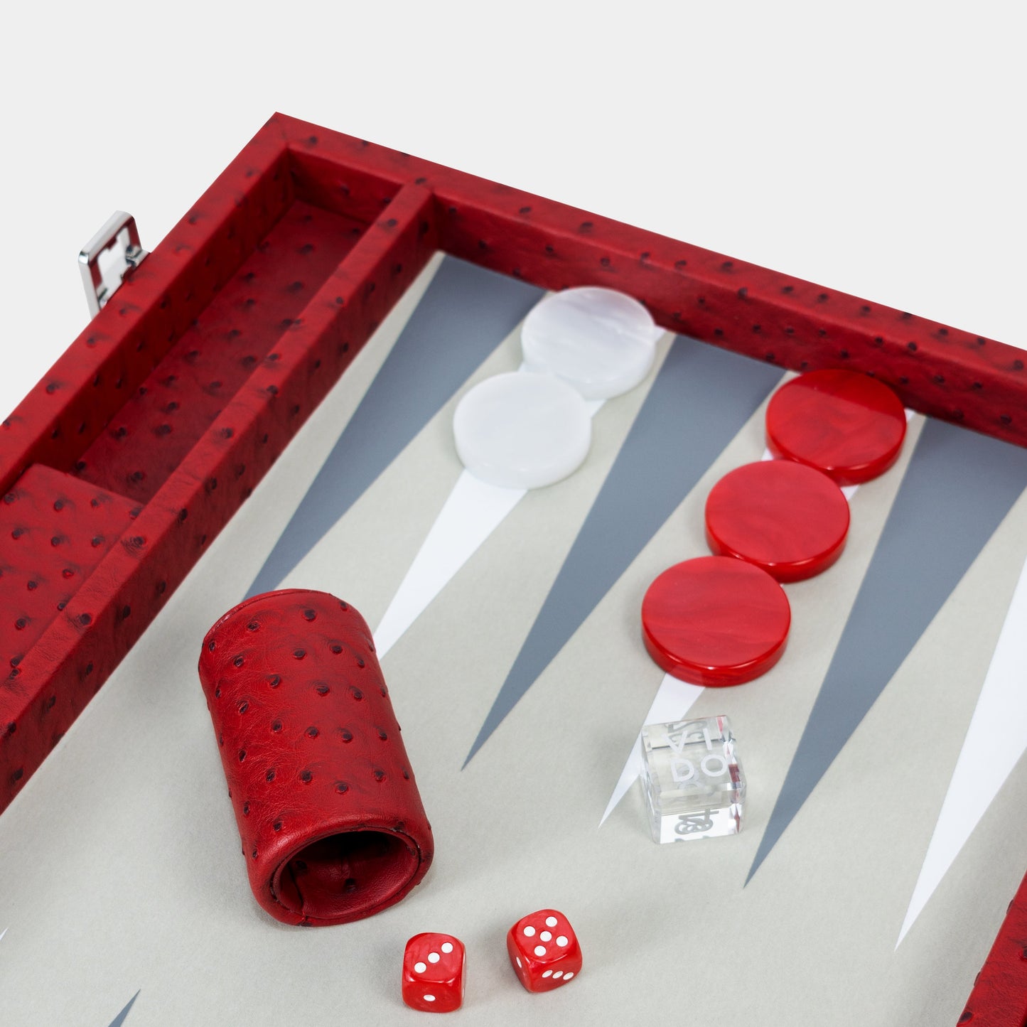 Carmine Ostrich Large Backgammon
