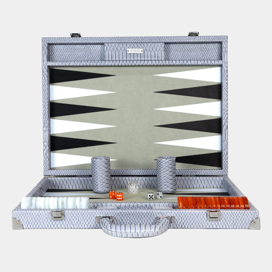 Cool Grey & Orange Snake Large Backgammon