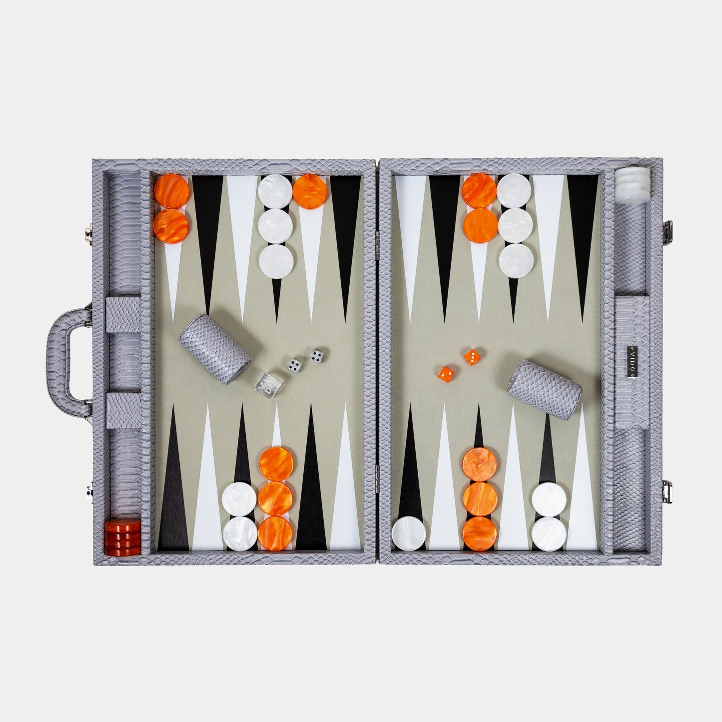 Cool Grey & Orange Snake Large Backgammon
