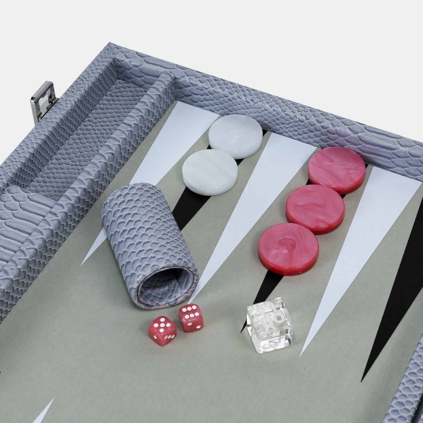 Cool Grey & Pink Snake Large Backgammon