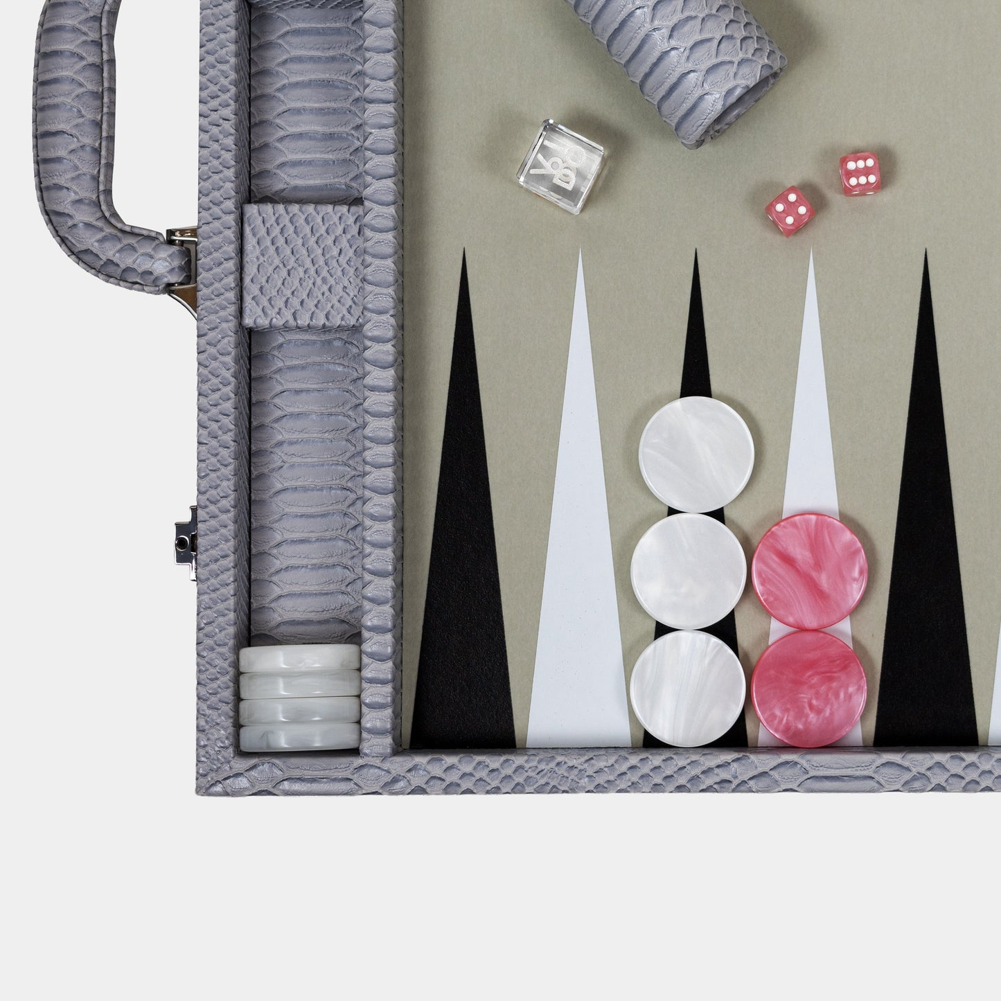 Cool Grey & Pink Snake Large Backgammon