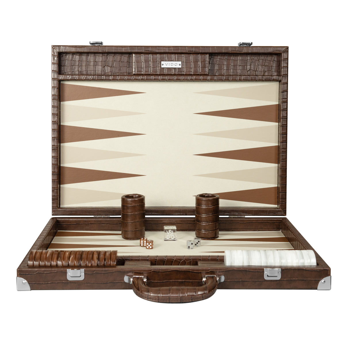 Dark Brown Crocodile Large Backgammon