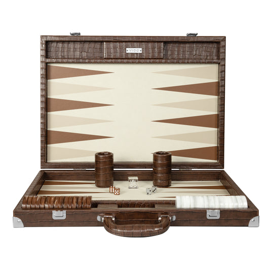 Dark Brown Crocodile Large Backgammon