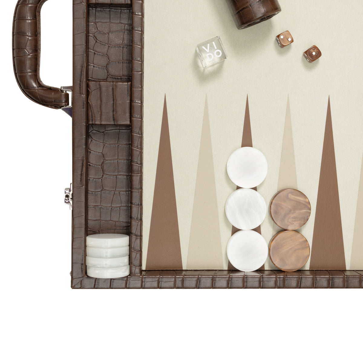 Dark Brown Crocodile Large Backgammon