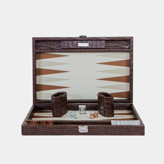 Dark Brown Crocodile Medium Backgammon