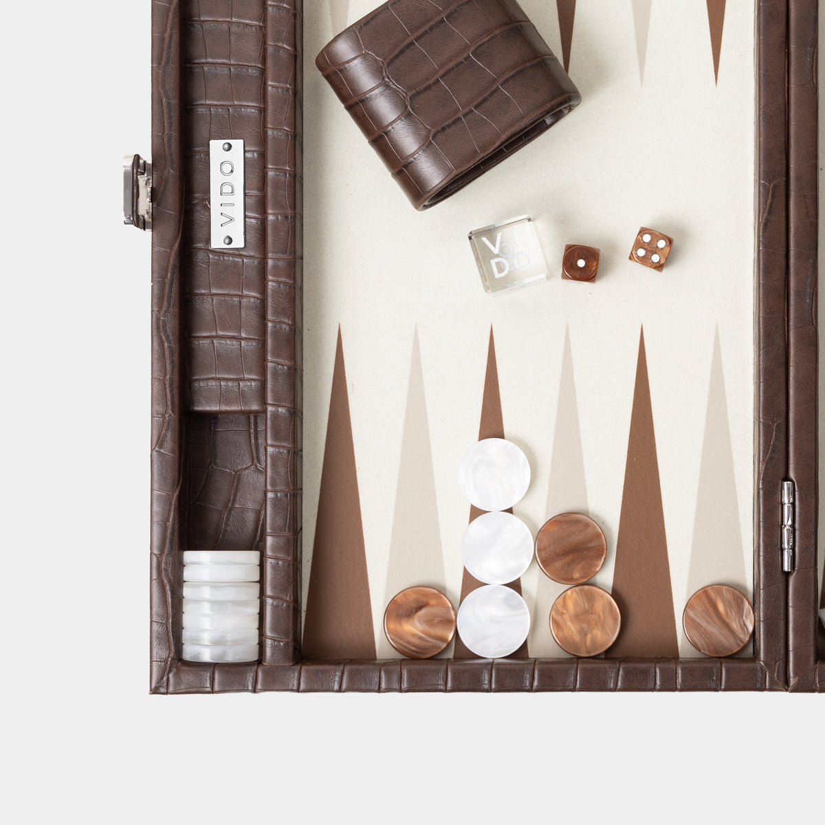 Dark Brown Crocodile Medium Backgammon