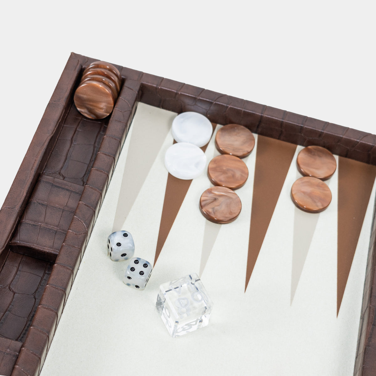 Dark Brown Crocodile Medium Backgammon