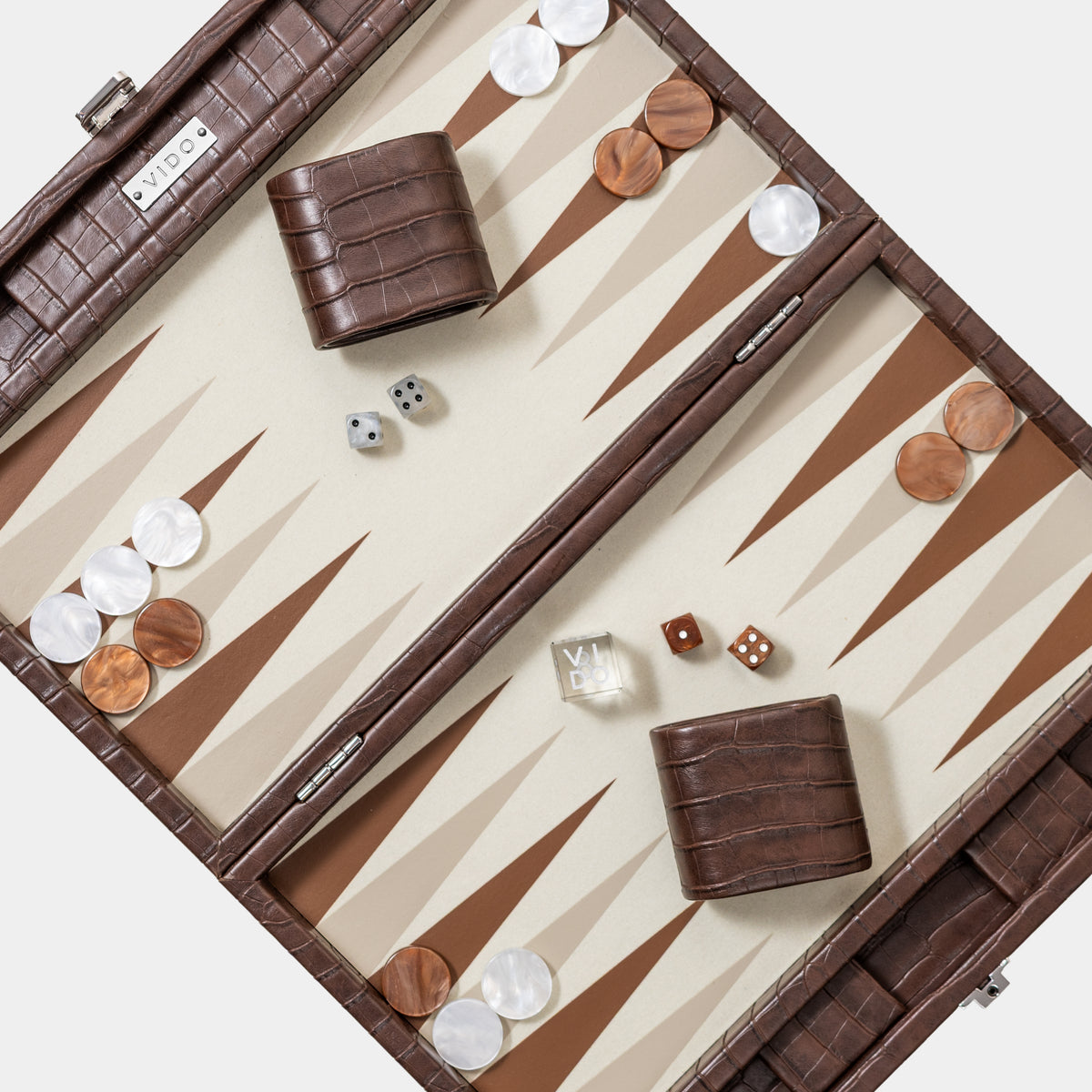 Dark Brown Crocodile Medium Backgammon