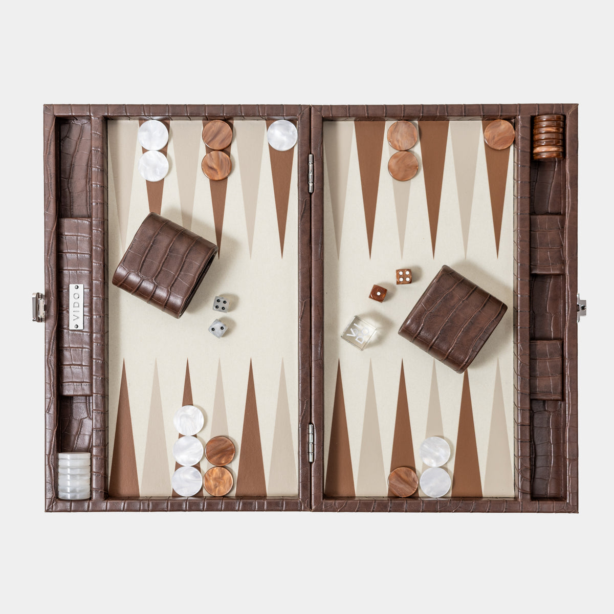 Dark Brown Crocodile Medium Backgammon