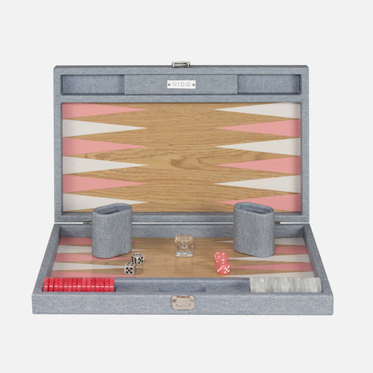 Denim Pink Wooden Backgammon