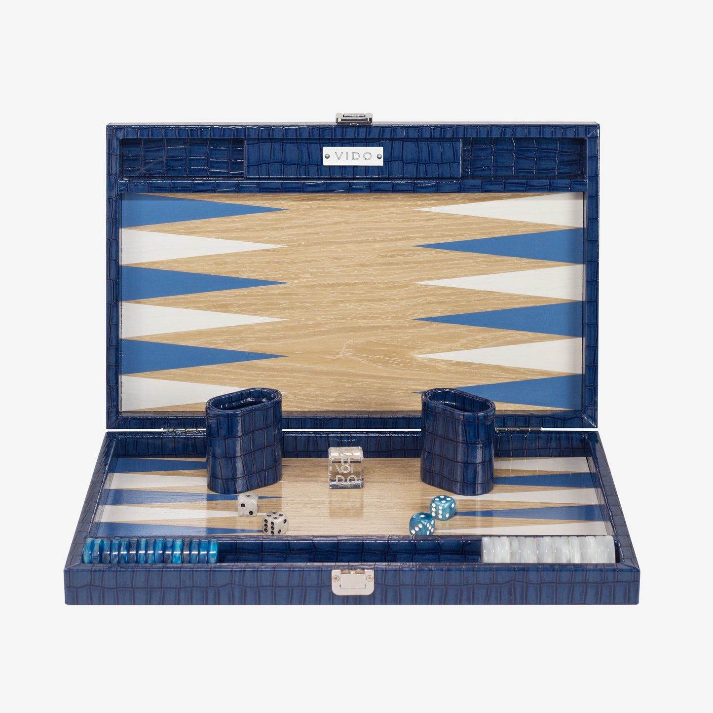 Navy-Blue Crocodile Wooden Backgammon
