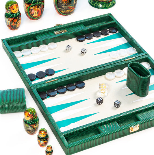 Bottle Green Lizard Medium Backgammon