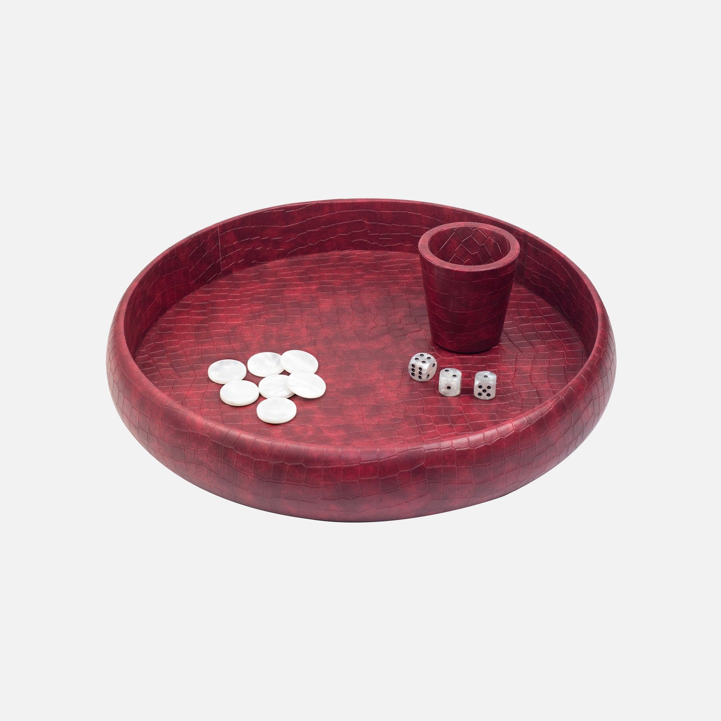 Burgundy Crocodile Dice Tray