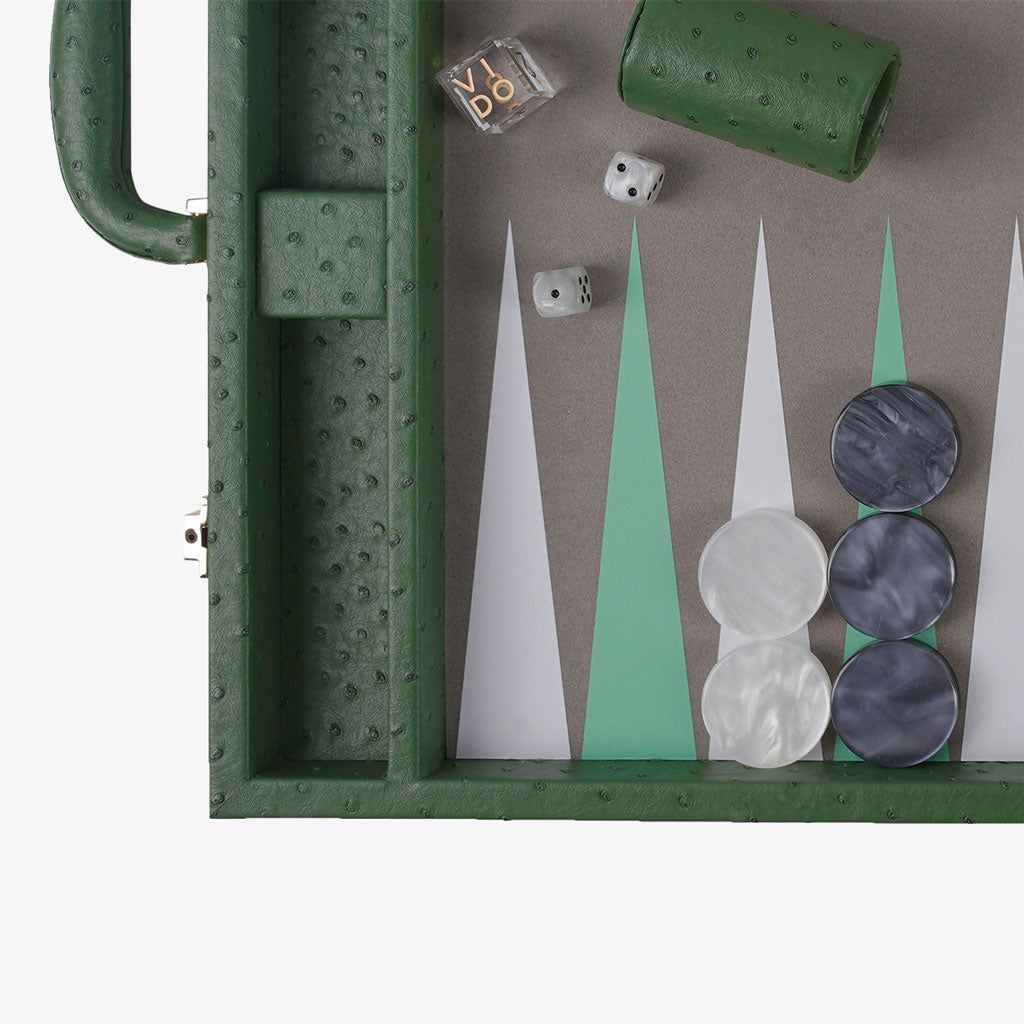 Forest Green Ostrich Large Backgammon