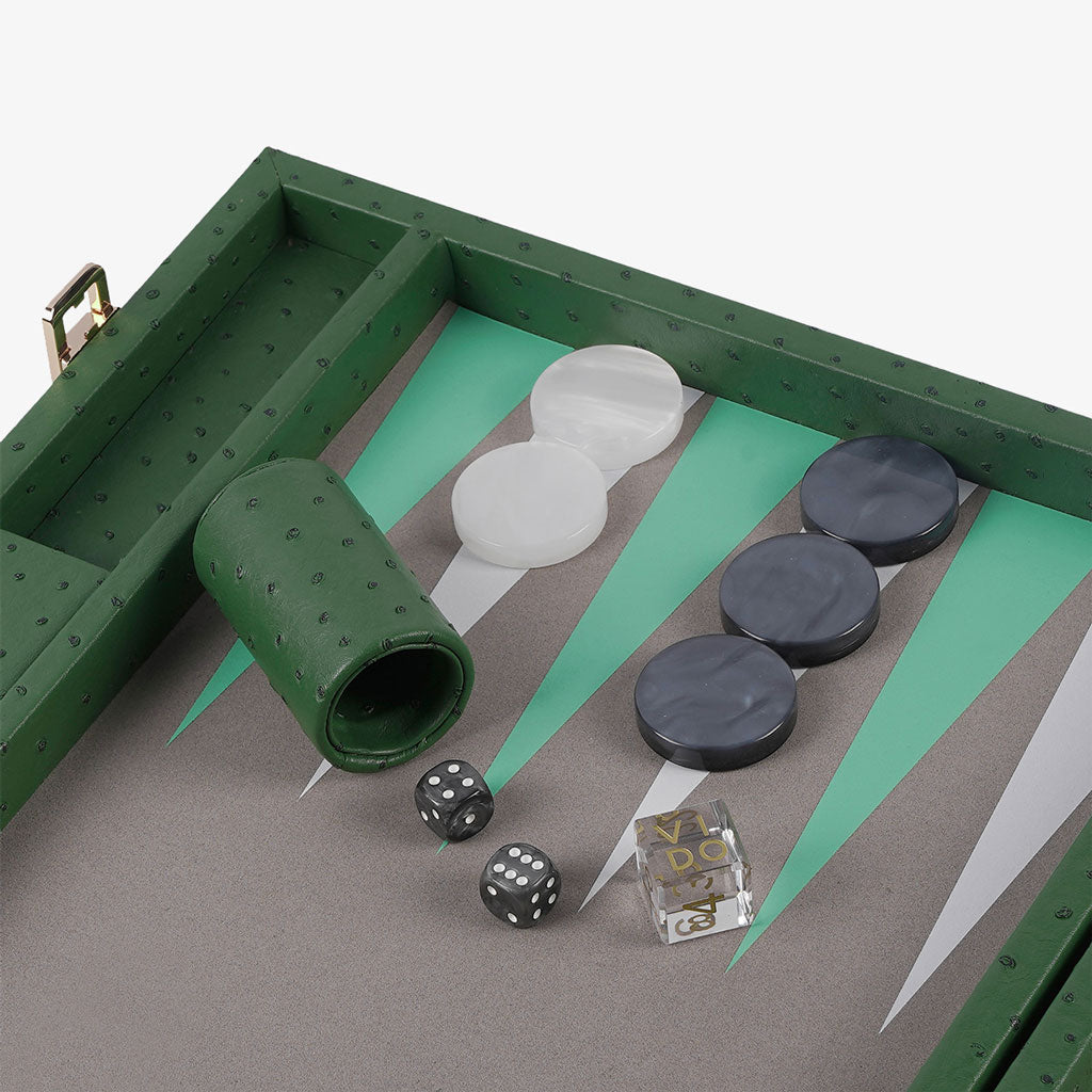 Forest Green Ostrich Large Backgammon