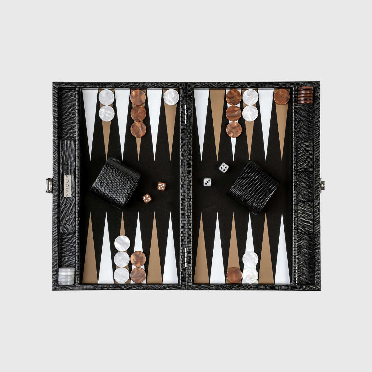 Jet Black Lizard Medium Backgammon