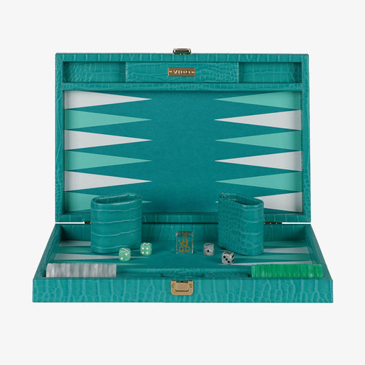 Teal Alligator Medium Backgammon