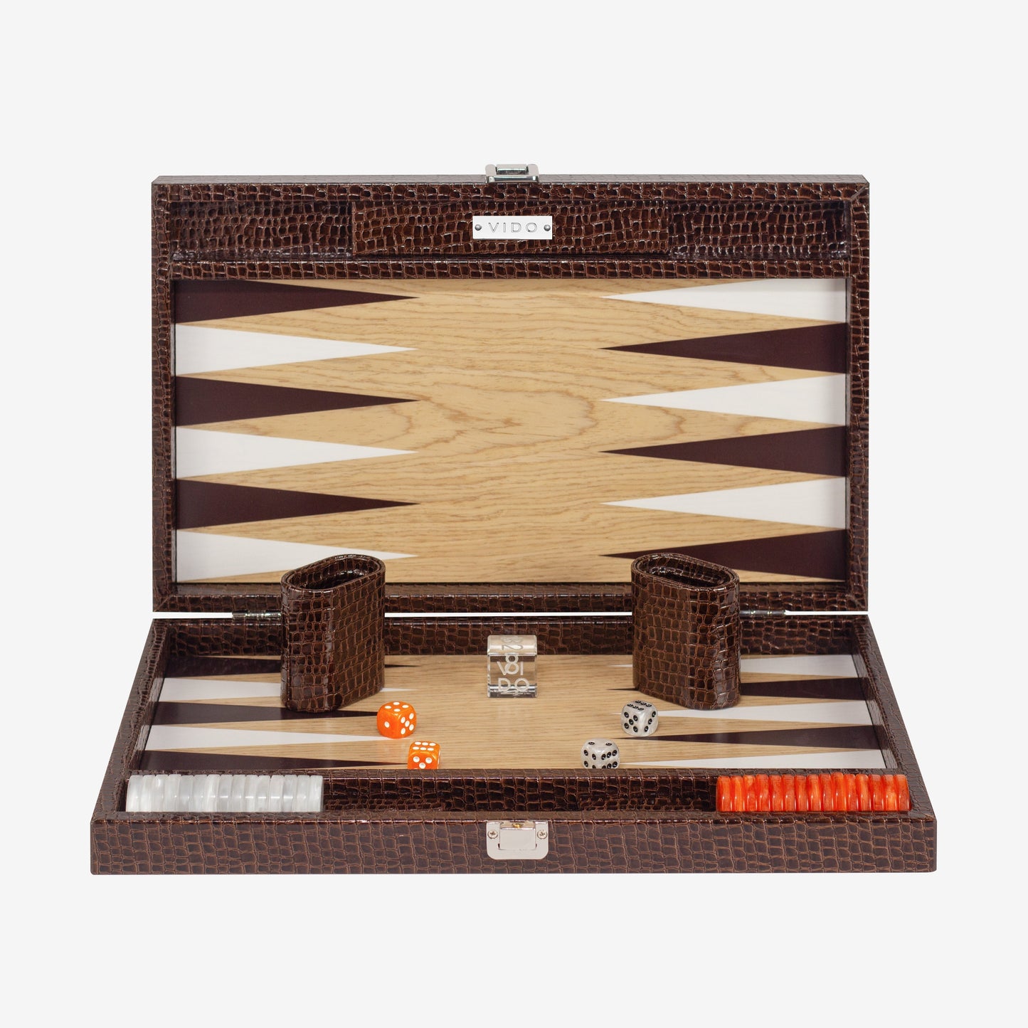 Dark Brown Alligator Wooden Backgammon