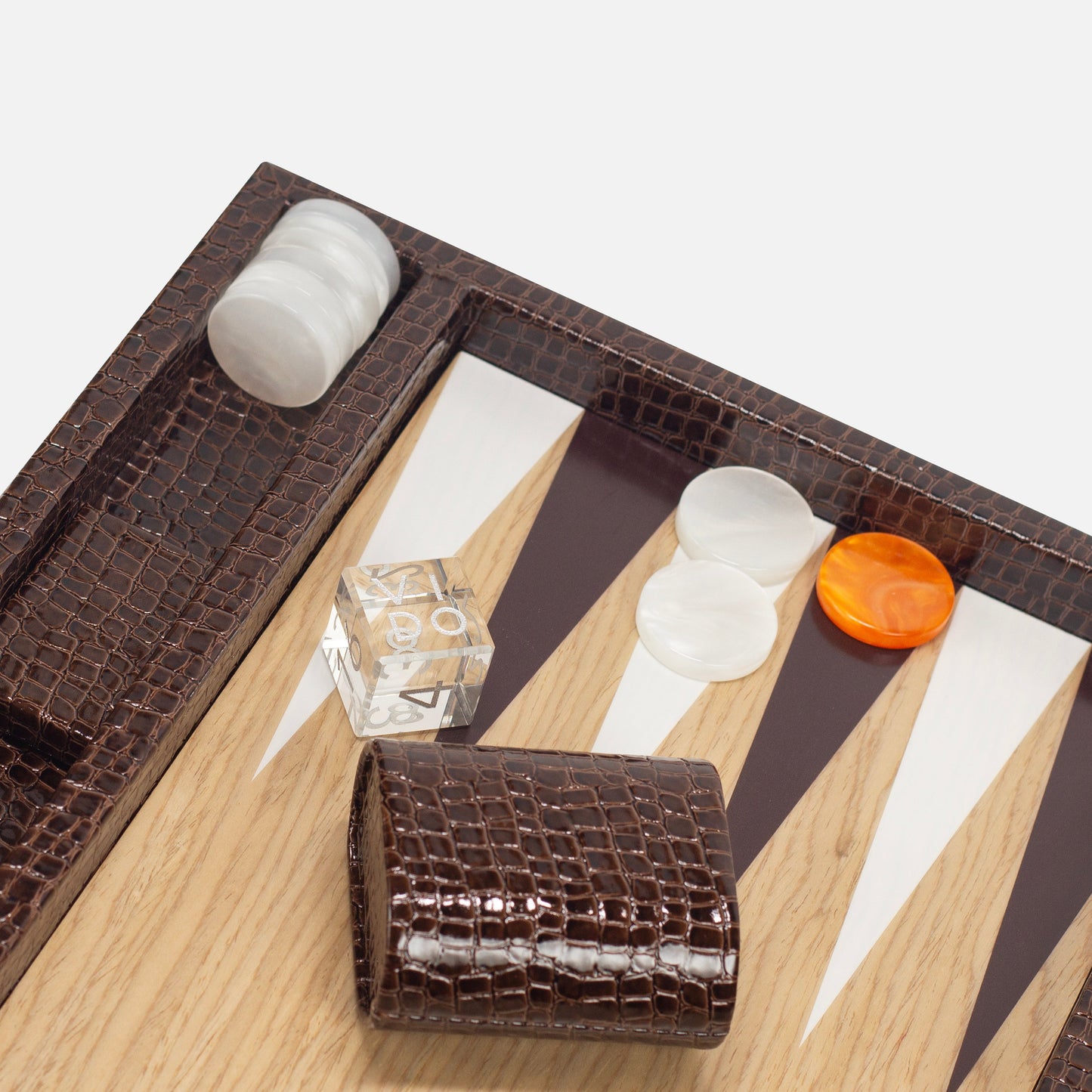 Dark Brown Alligator Wooden Backgammon