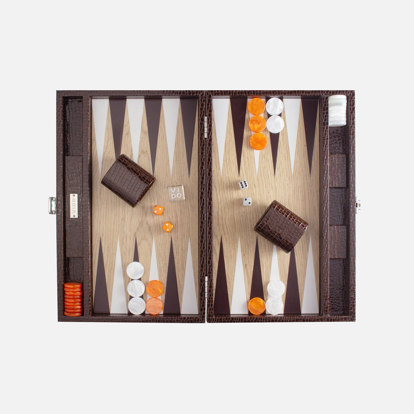 Dark Brown Alligator Wooden Backgammon