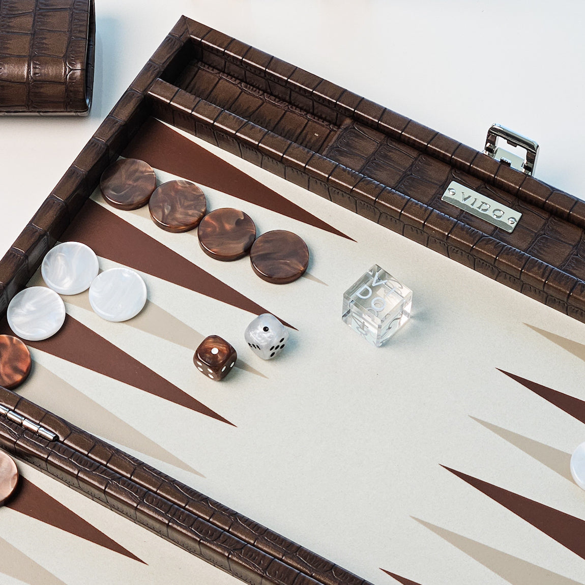 Patinated Brown Crocodile Medium Backgammon