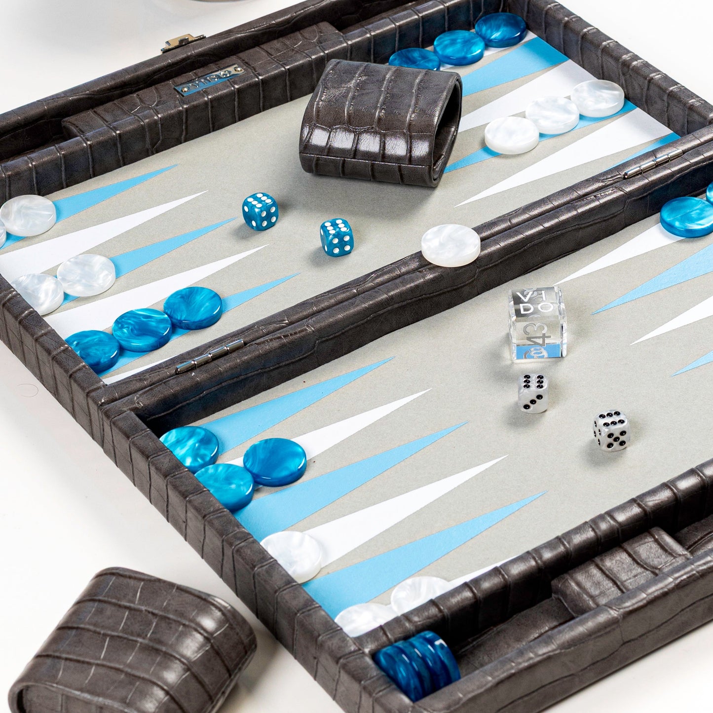 Anthracite Grey Alligator Medium Backgammon