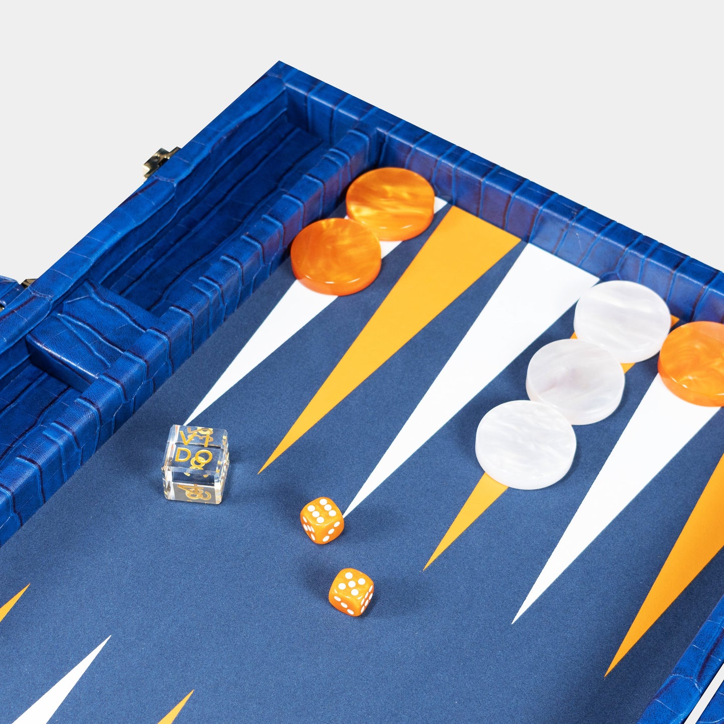 Navy-Blue Alligator Large Backgammon