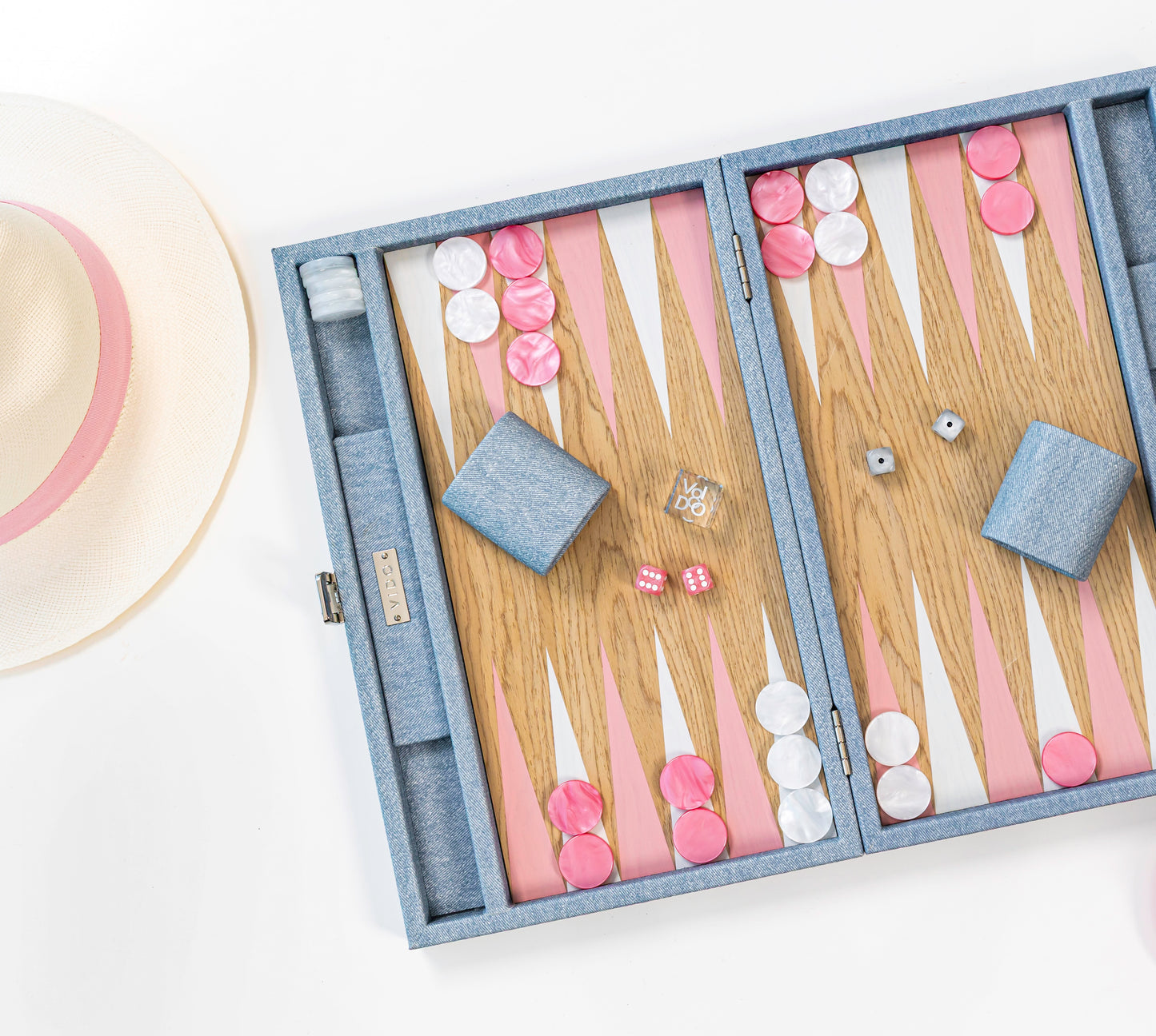 Denim Pink Wooden Backgammon
