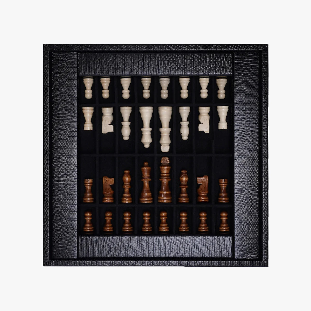 VIDO Luxury Chess Box Black Lizard Vegan Leather