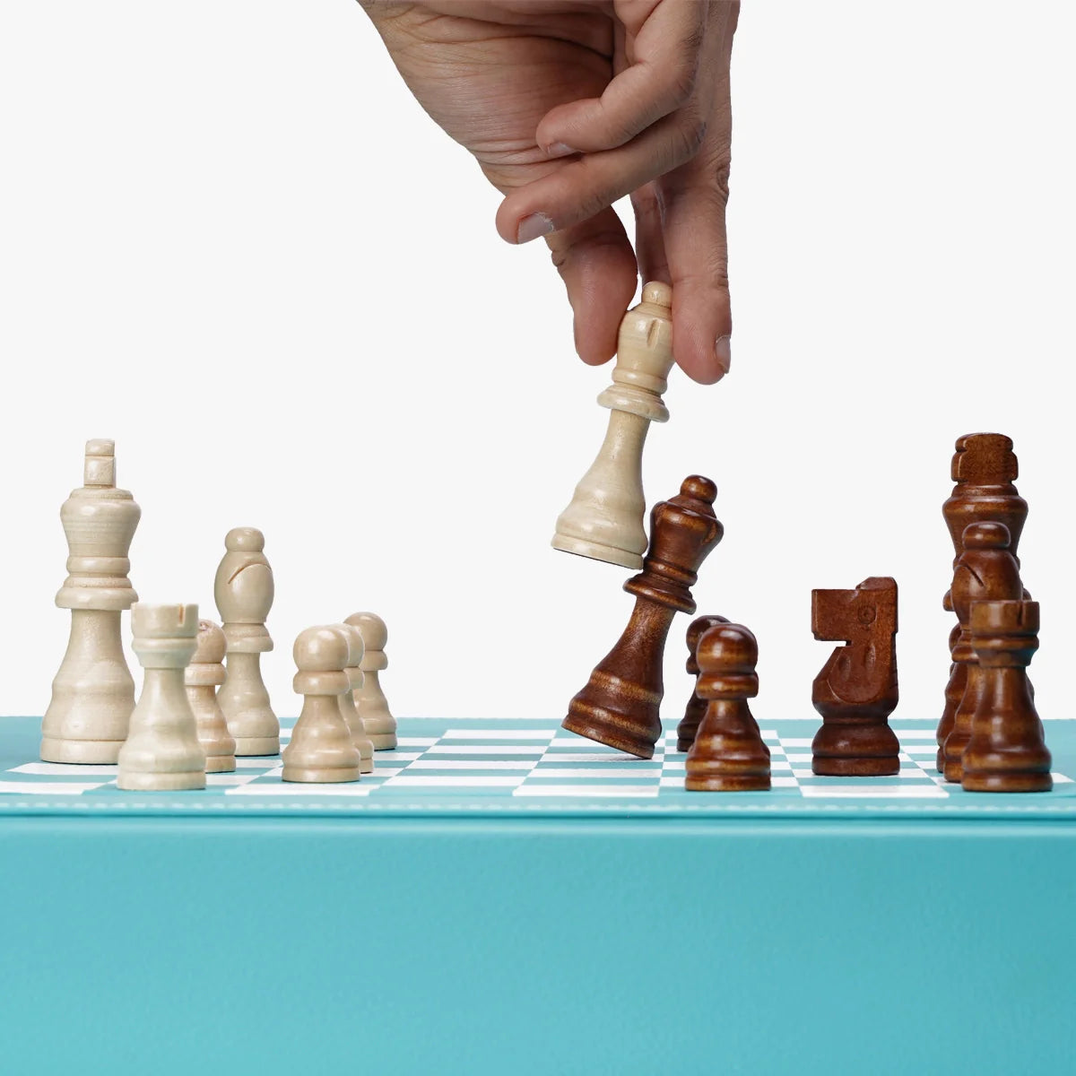 Luxury Chess Box Crafted With Turquoise Vegan Leather - Designed By VIDO