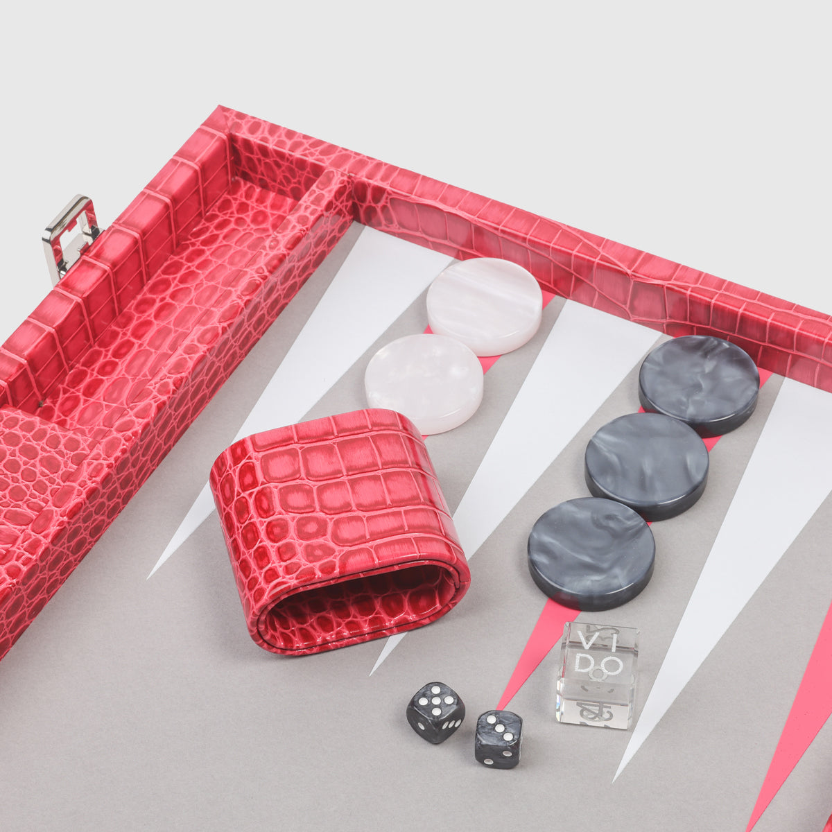Raspberry Alligator Large Backgammon