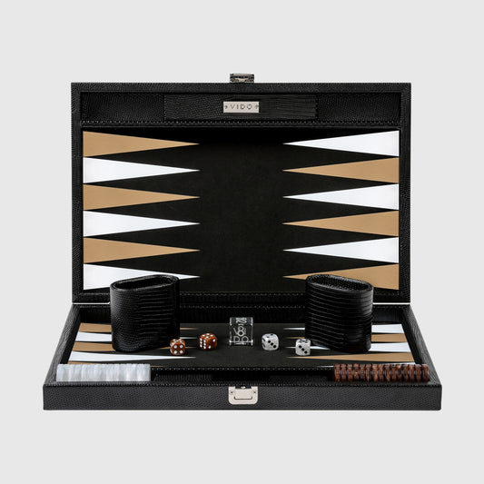 Jet Black Lizard Medium Backgammon
