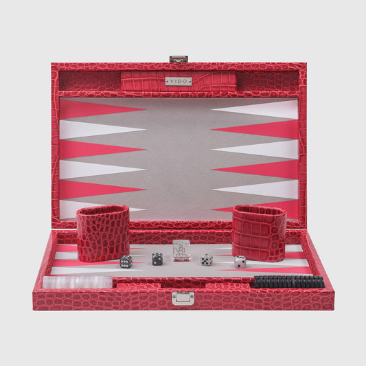 Raspberry Alligator Medium Backgammon